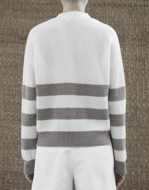 ALLUDE CARDIGAN STRIBET OFF.WHITE/MUD