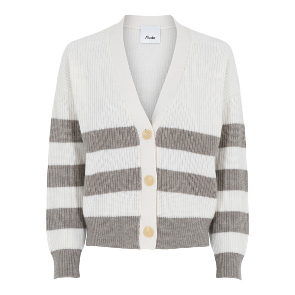 ALLUDE CARDIGAN STRIBET OFF.WHITE/MUD